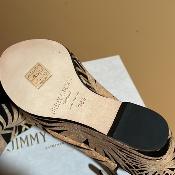 NIB Jimmy Choo Palm Laser Cut Cork on Suede, size 38.5 - Picture 6 of 7